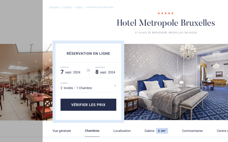 Hotel Metropole Bruxelles - Site web 5 langues